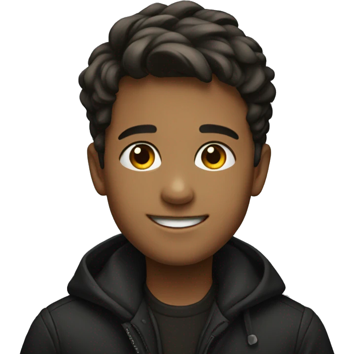 smiling boy wearing black coat emoji