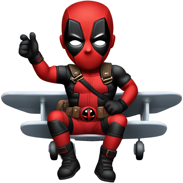 Deadpool riding an airplane emoji