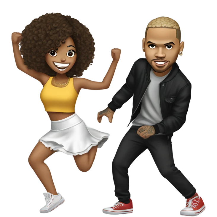 Hyper Realistic Chris Brown dancing with Karruche Tran emoji