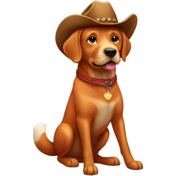 Fox red Labrador wearing cowboy hat emoji