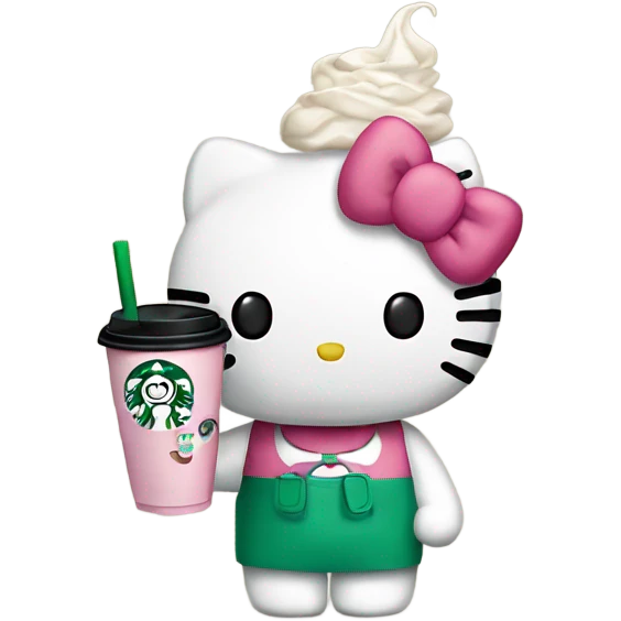 Hello Kitty holding a Starbucks cup emoji