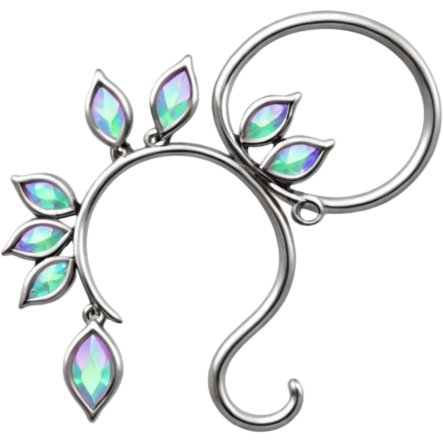 Elvish fae shiny sparkly iridescent translucent diaphanous ear climber ear cuff emoji