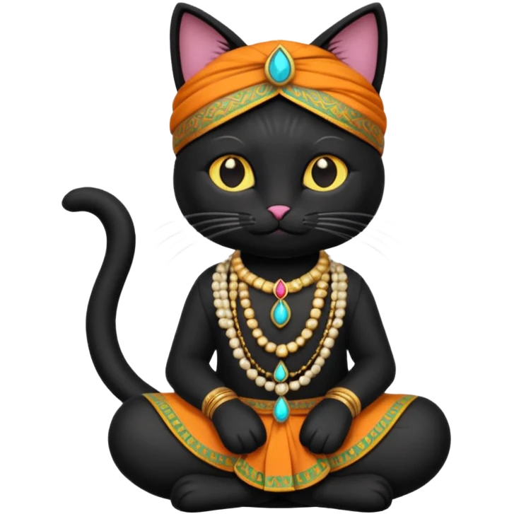 black cat wearing indian clothes emoji