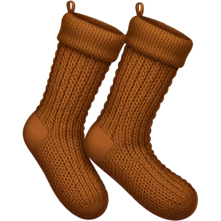 Two brown knitted cozy socks emoji