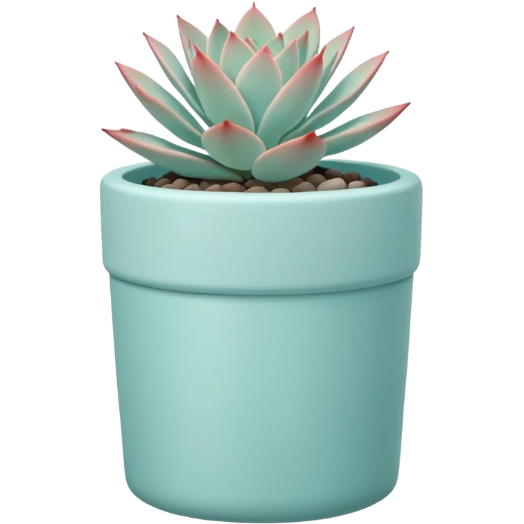 A ceramic pot in a pastel turquoise color, shaped like a cylinder, the pot is tall and contains an Echeveria 'Painted Nodulosa' plant. emoji