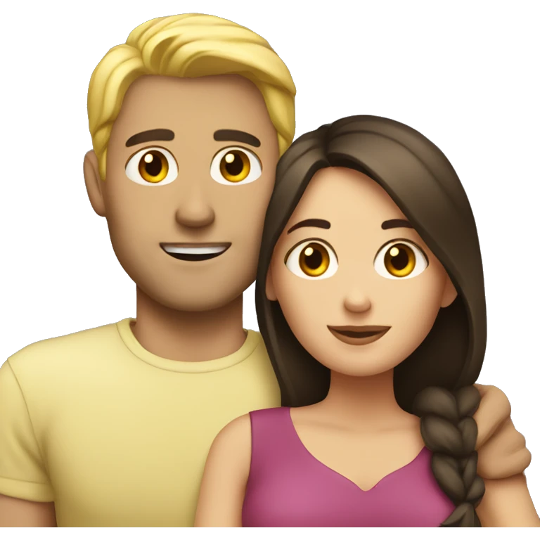 Blond man and brunette woman cuddling emoji