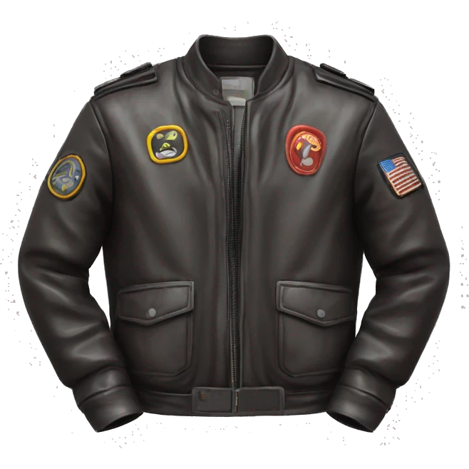 bomber leather jacket product, clothes, isolated emoji