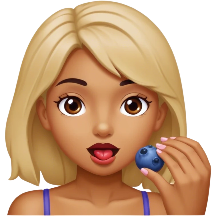 Girl on the Breakfast a blueberry ball emoji