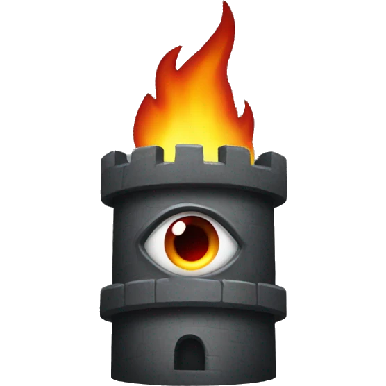 dark Gray tower with an opening on the top containing a fiery eye emoji