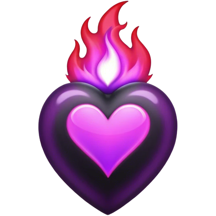 Black heart purple flame red trim emoji