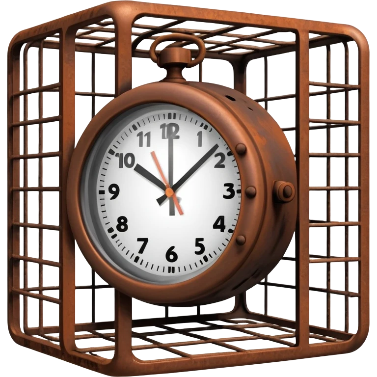 clock trapped inside a cage emoji