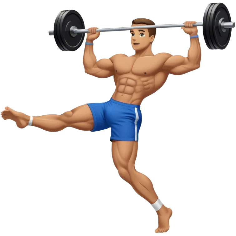 bodybuilder blue shorts leg-side-raise-hip-abduction exercise emoji