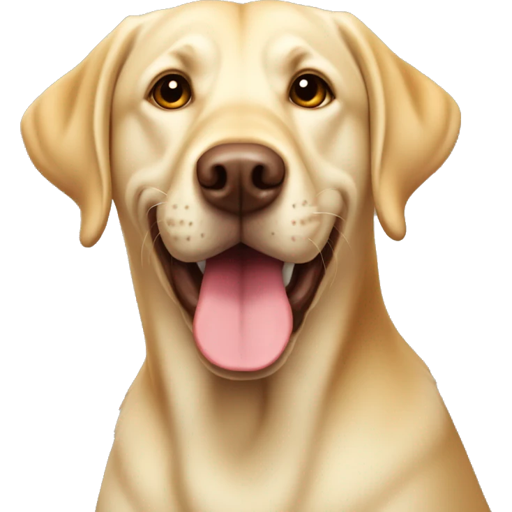 Yellow Labrador retriever with brownish red nose smiling  emoji