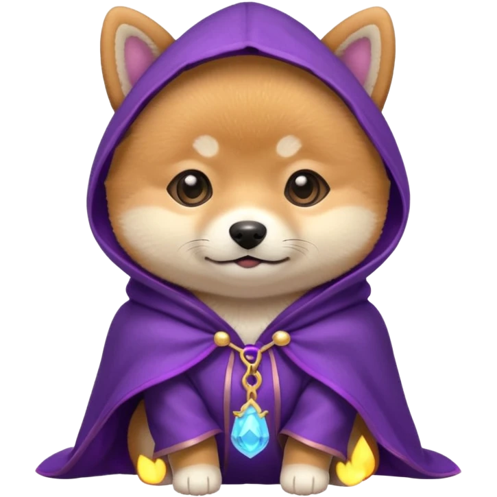 baby shiba dog, in magic purple cloak emoji