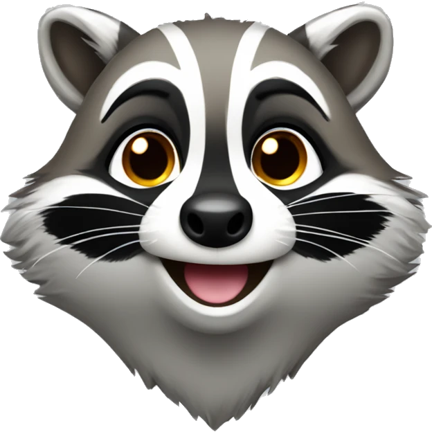 Smiling friendly Raccoon with halo over head emoji