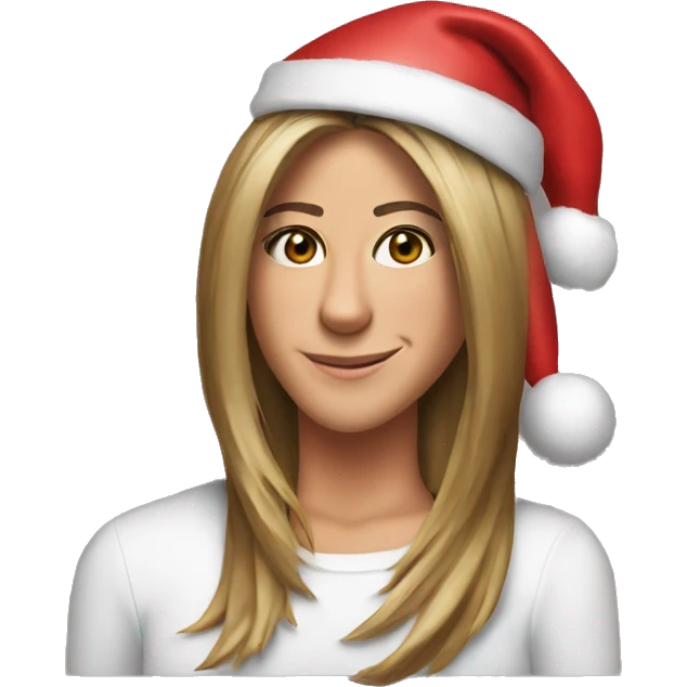 Jennifer Aniston with santa hat emoji