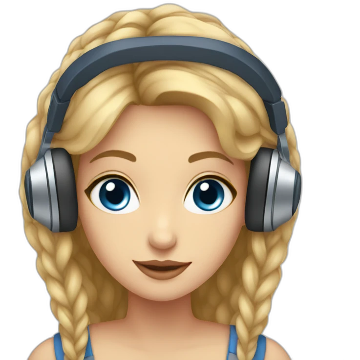 Anastasiia with with blue eyes with headphones emoji