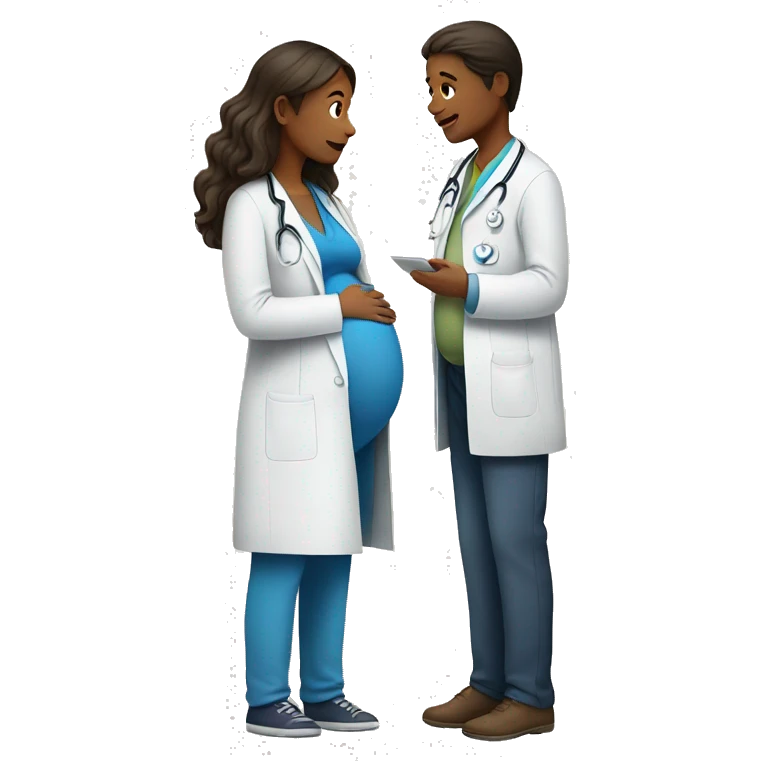 pregnant woman talking to a doctor emoji