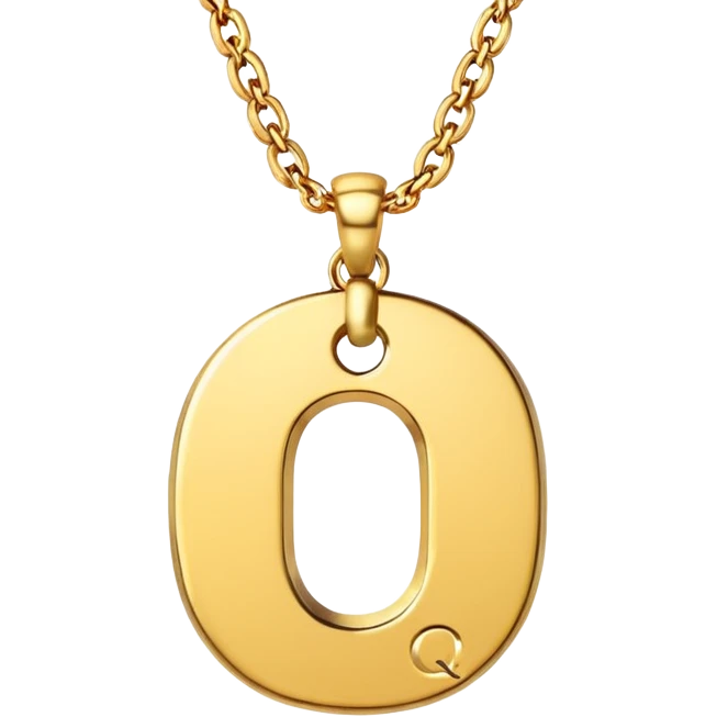Gold necklace with letter q pendant emoji