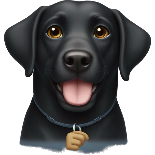 black Labrador Retriever Head smiling and holding thumbs up with its paw emoji
