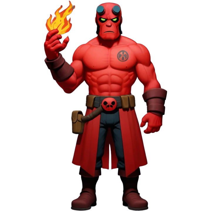cinematic realistic superhero Hellboy by Mike Mignola emoji