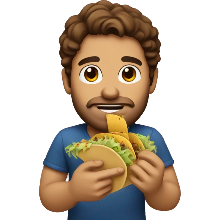 Brown haired man eating taco emoji