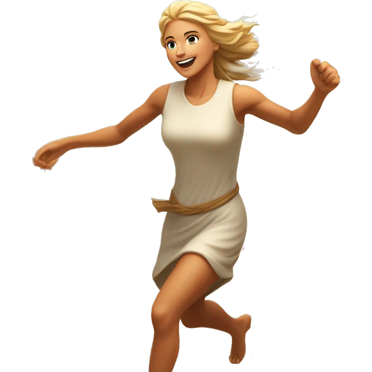 wheat harvest goddess sprinting with wheat, blonde with a large stride and arms outstretched emoji