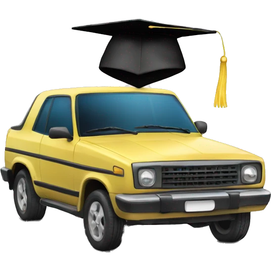 Car with graduation Cap on emoji
