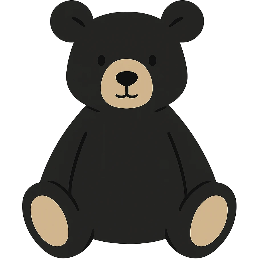 flat vector black bear jellycat plush emoji
