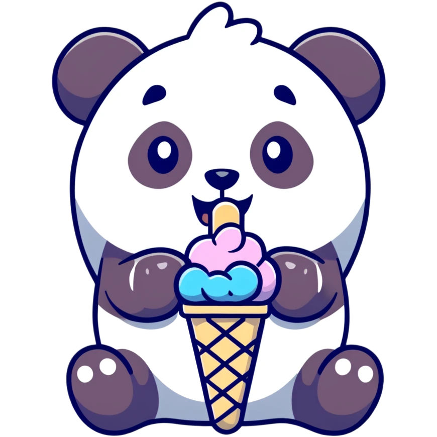 Panda eating ice cream emoji