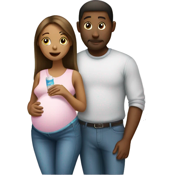 couple looking at pregnancy test emoji