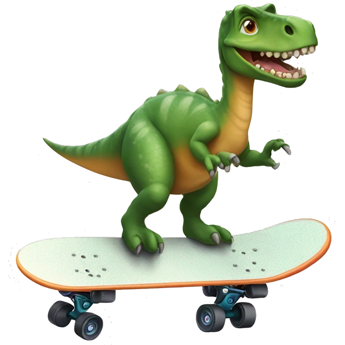 Dinosaur riding skateboard emoji