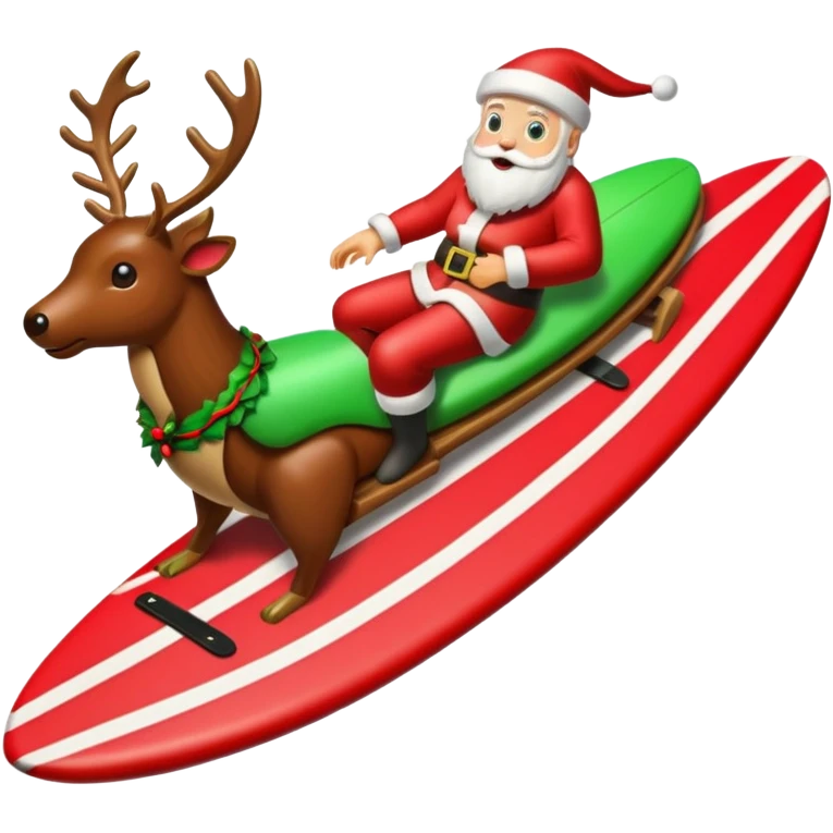 Santa’s sleigh on a surf emoji
