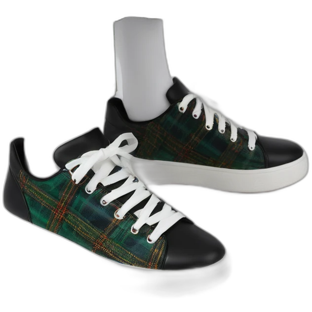 Ribber-trimmed mesh pvc sneakers tartan emoji