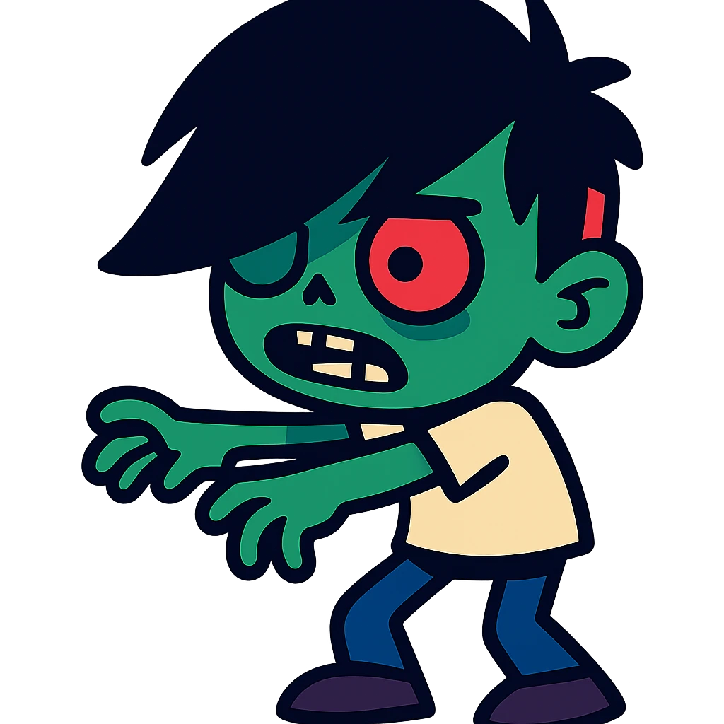 zombie boy with emo hair and white shirt emoji