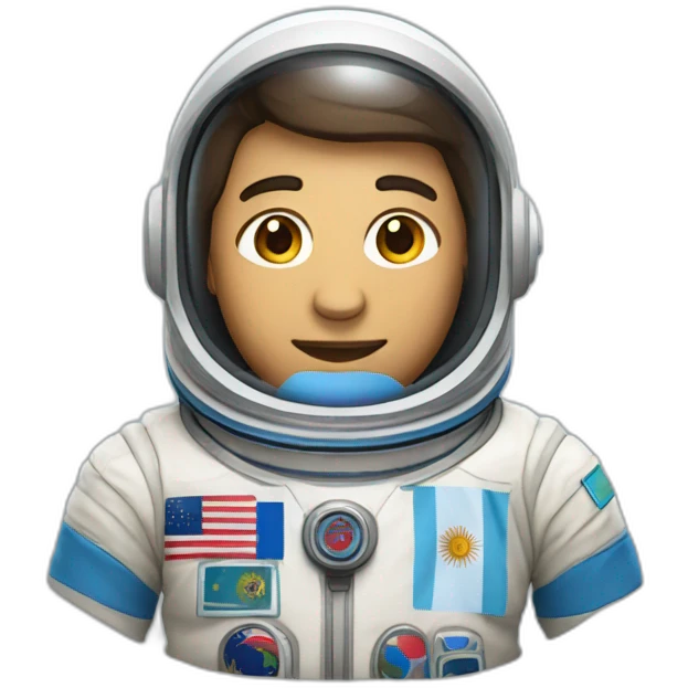 head of an astronaut with olive skin color with argentina flag in the suit emoji