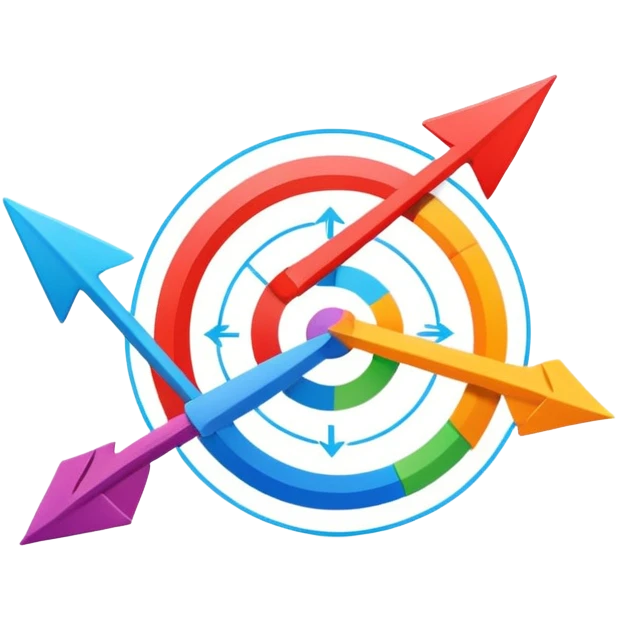 Lean Marketing concept with efficiency arrows, minimalist design, optimization charts emoji
