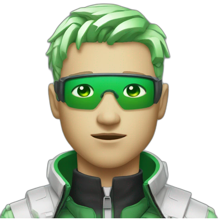 Cyberpunk White men with green gradient and short hair emoji