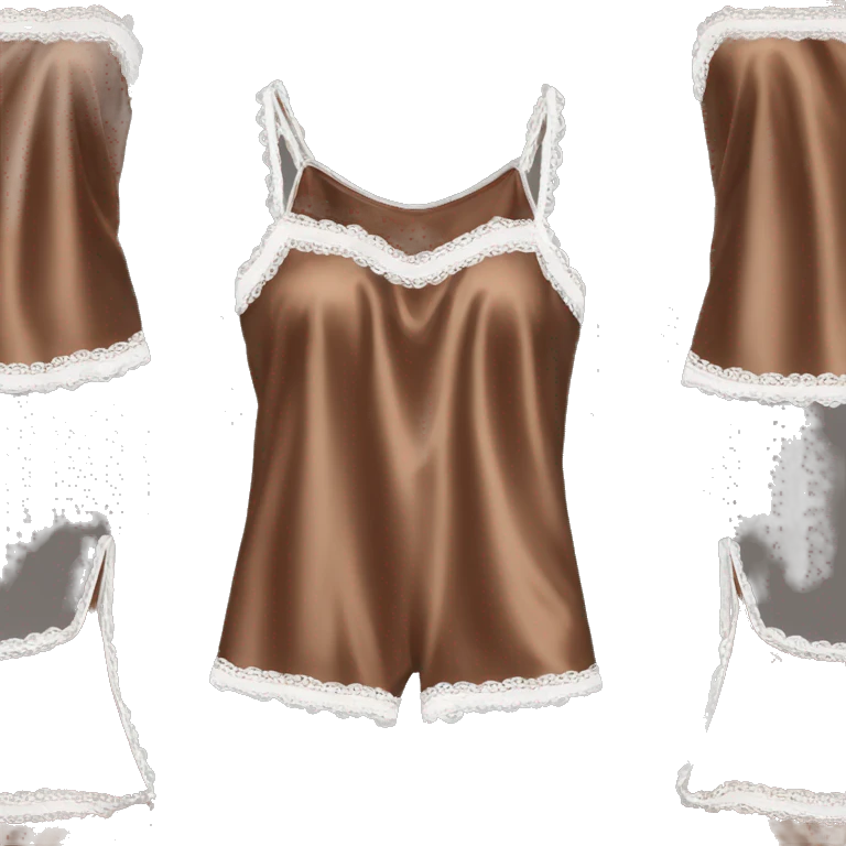brown satin camisole pajama white pipping emoji