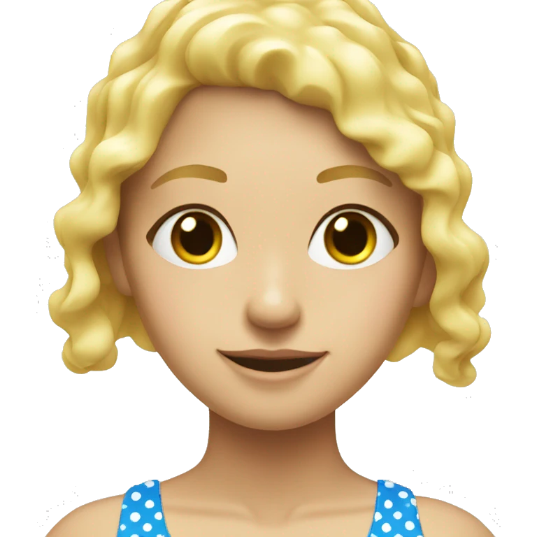 Blond girl in swim suit so to white dots emoji