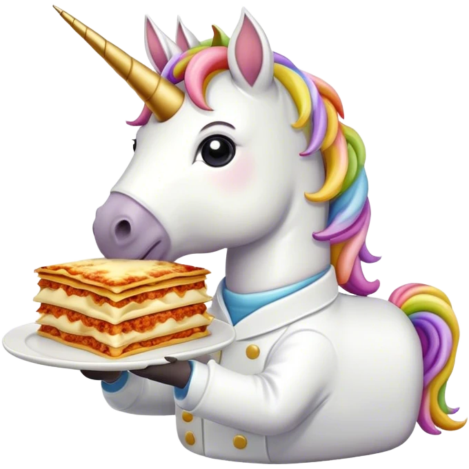 Unicorn eating a lasagna  emoji