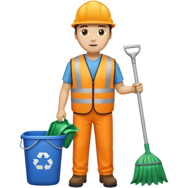 waste-management, safety vest, trash picker, cleaning up trash, full body emoji