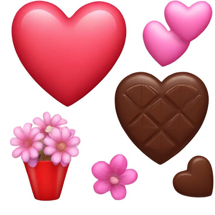 valentine hearts and flowers and chocolate  emoji