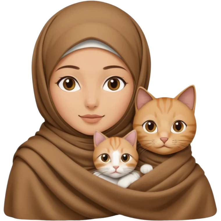 Kediyle hijab bayan yanyana kahve battaniye emoji