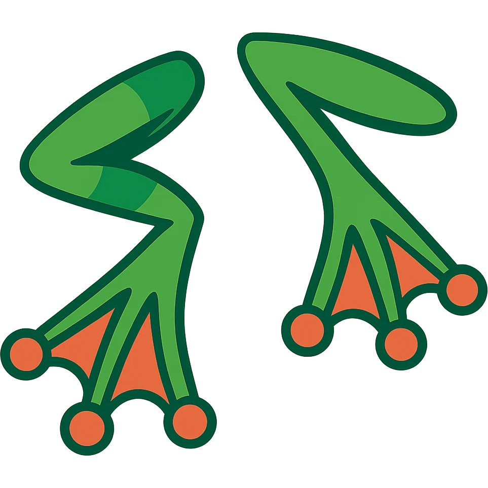two frog legs only, no body, vibrant cartoon style emoji
