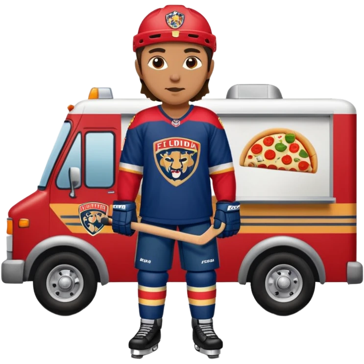 The galaxy with a with a Florida Panthers player
With a taco truck and a pizza truck with a house
With a museum behind it that has football players emoji