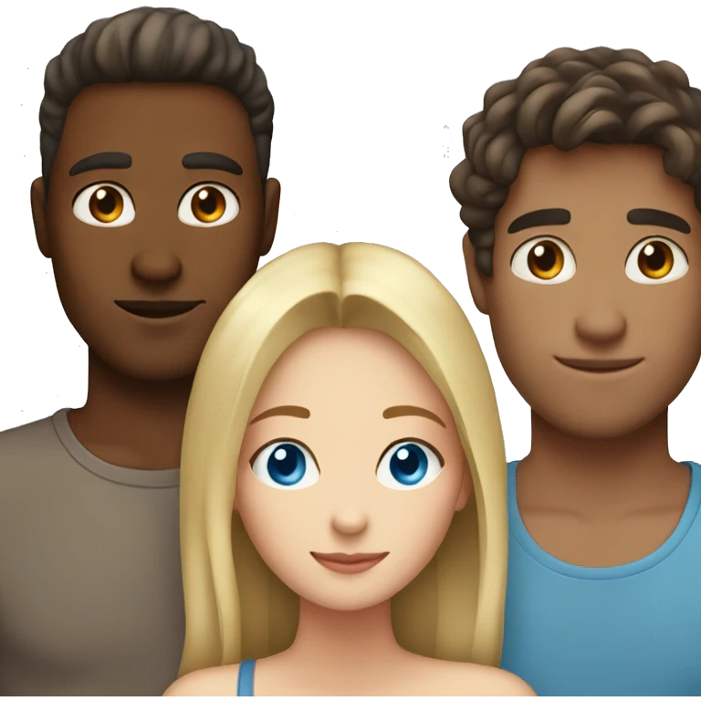 Couple with a blonde blue eyed girl and a brown haired guy emoji