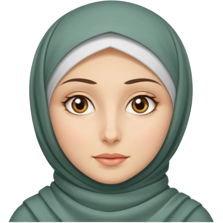 Fair skin, hazel eyes, hijab but exposed neck emoji