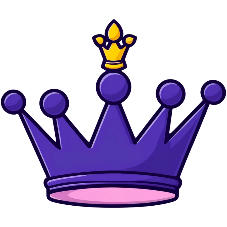 Flat icon of a pink crown with five rounded points, outlined in dark purple. emoji