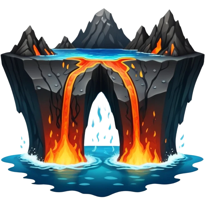 Seafloor spreading with tectonic plates moving apart and magma rising between them emoji